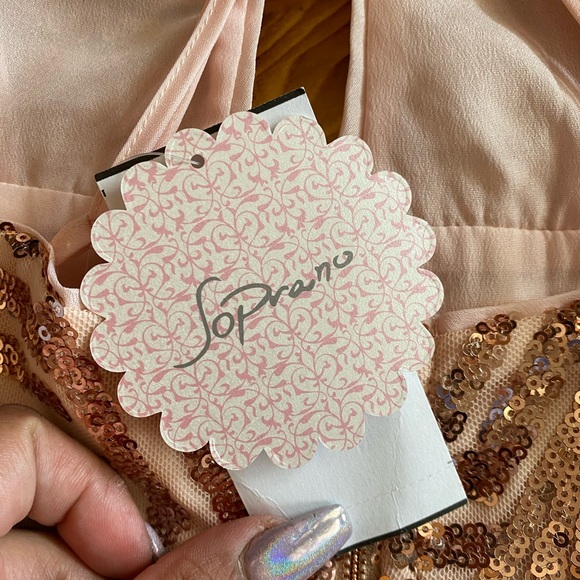 Soprano Gold Sequin Peplum Blouse - Picture 6 of 10